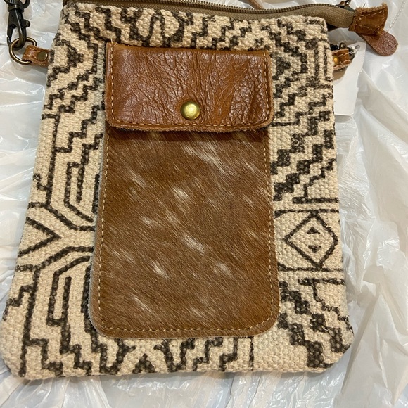 Myra leather & canvas Brown Cellphone Crossbody - Picture 6 of 12